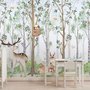 Kinderzimmer Niedliche Tiere im Wald Aquarell Fototapeten