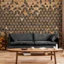 Geometric Triangle Shape Wood Texture Effect Wall Mural 