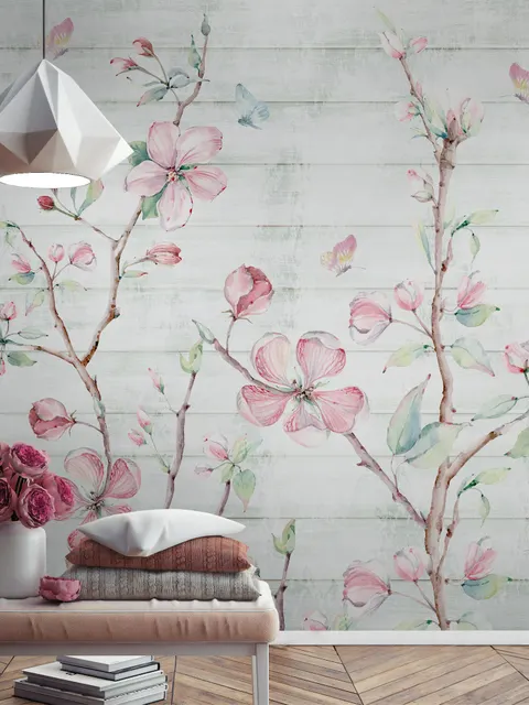 Watercolor Cherry Blossom Wallpaper Mural