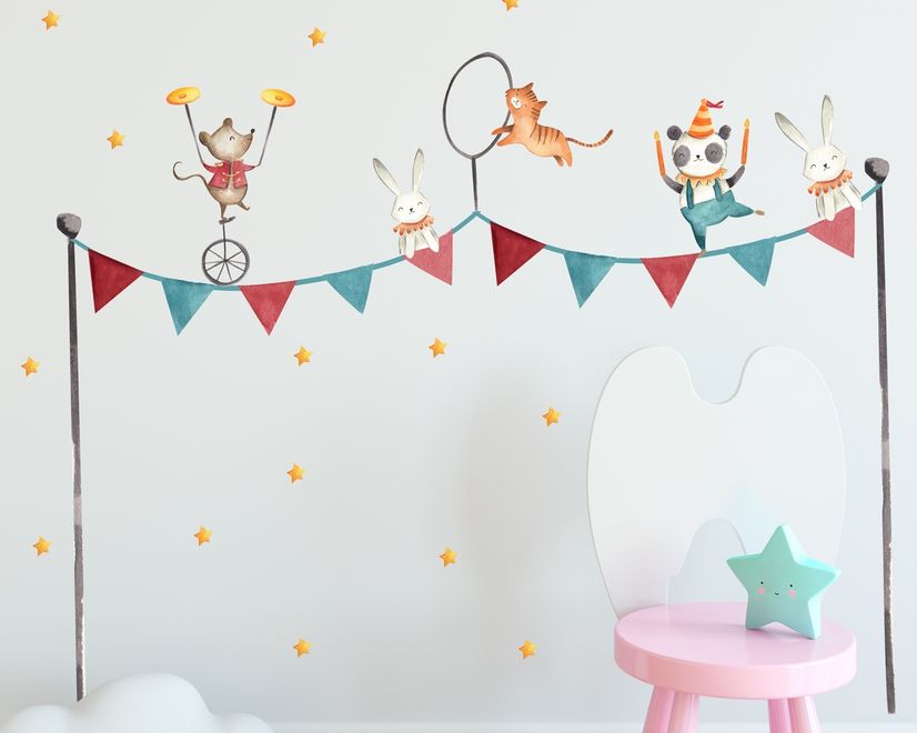 Kids Circus Safari Animals Wall Decal Sticker