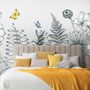 Charcoal Leaf and Flower Wallpaper Mural