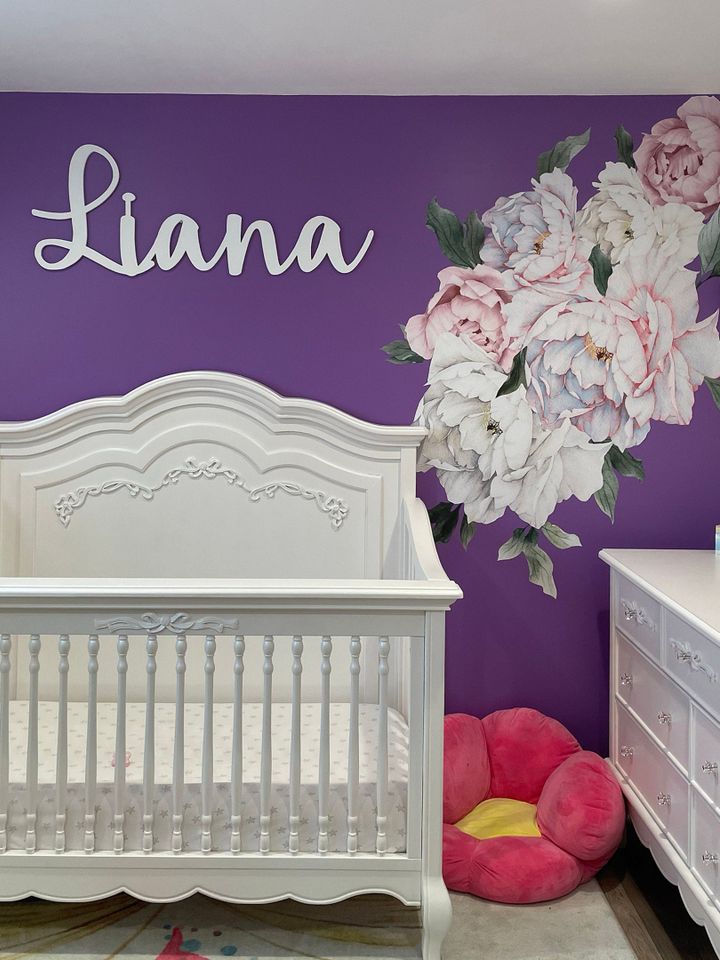 Blue Pink Peony Floral Bouqet Wall Decal Sticker