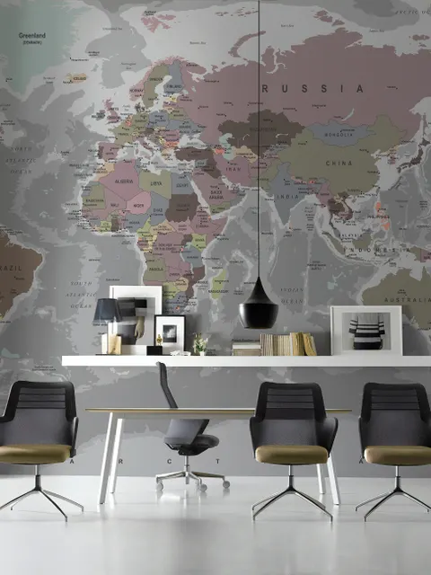 Soft Colorful Political World Map Wallpaper Mural