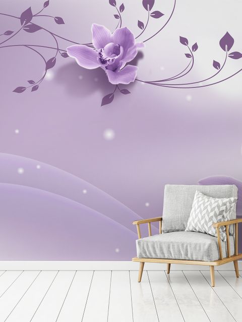Fototapete 3D Optik Lila Blumen