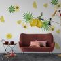 Gelbes Zitronen-Wandtattoo mit Lilienblumen