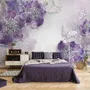 Purple Ornament Floral with Little Butterfly Wallpaper Mural