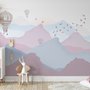 Kinder Fototapete Sanfte Nebelberge und Alte Heißluftballons