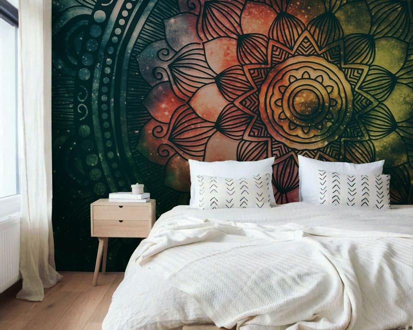 Papier peint panoramique Mandala sombre et brillant