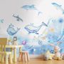 Cartoon Undersea and Whales Wallpaper Mural
