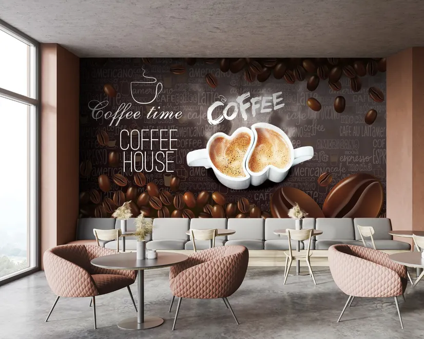 Coffee Beans with Mocha Wallpaper Mural