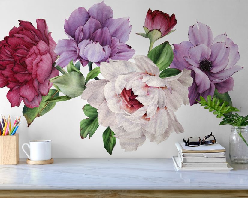 Peony Floral Colorful Bouquet Wall Decal Sticker