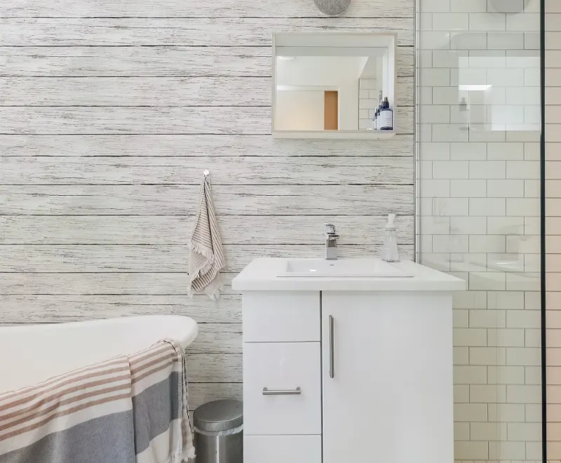 Rustic White Wood Texture Effect Wallpaper Mural