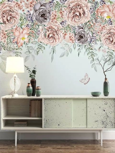 Nostalgic Dark Vine Flowers Wallpaper Mural