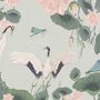 Pink Lotus Flower and White Stork Wallpaper Mural