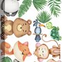 Kids Cute Animals with Banana Leaves Wall Decal Sticker