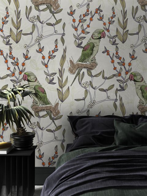 Parrot on Branches Wallpaper Mural