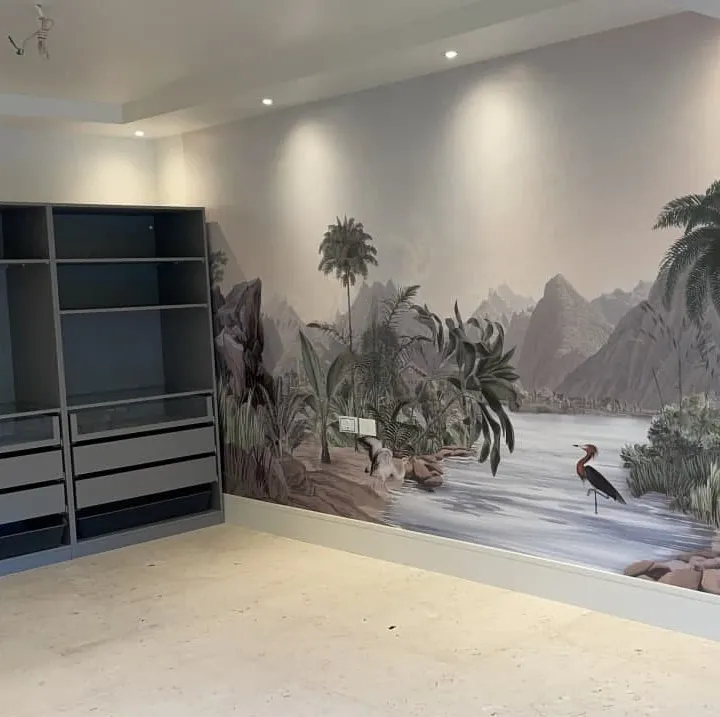 Tropical Nature Landscape with Birds Wallpaper Mural