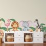 Niedliche Waldtiere mit Bananenblättern Wandtattoo für Kinder