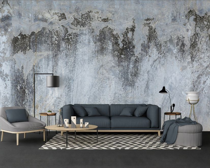 Gray Brown Grunge Cement Style Wallpaper Mural