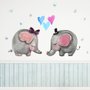 Papier peint panoramique éléphants amoureux dessinés