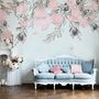 Vintage Pink Vine Flowers Wallpaper Mural