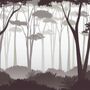 Monochrome Brown Forest and Tree Silhouette Wallpaper Mural