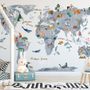 Animals on World Map Wallpaper Mural