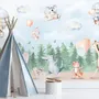Kids Cute Animals Dancing in the Forest Wallpaper Mural