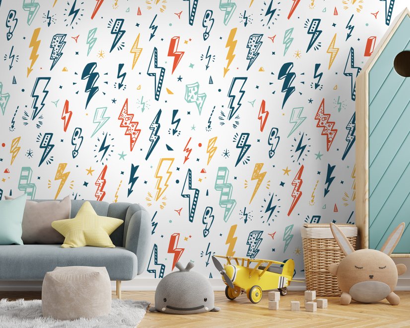 Papier peint motif éclair pour enfants