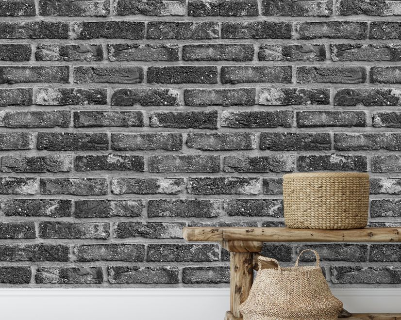 Grunge Black White Brick Wallpaper Mural