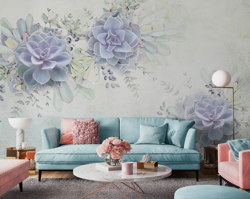 Papier peint panoramique floral pétales élégants
