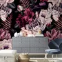Dark Watercolor Colorful Peony Floral Wallpaper Mural