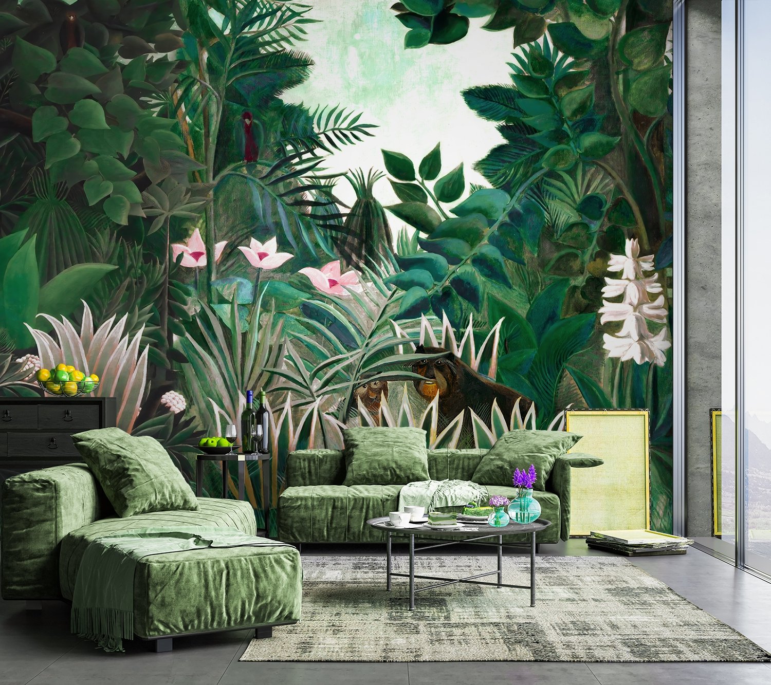 Exotic Forest Painting Landscape Wallpaper Mural - Peel and Stick