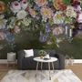 Vintage Colorful Vine Flowers Wallpaper Mural