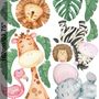 Kids Cute Forest Animal with Banana Leaves Wall Decal Sticker