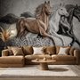 Papier peint panoramique chevaux en relief 3D