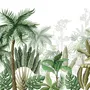 Tropical Cartoon Palm Tree and Banana Leaves Wallpaper Mural