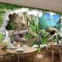 3D Look Drachen und Dinosaurier Fototapete