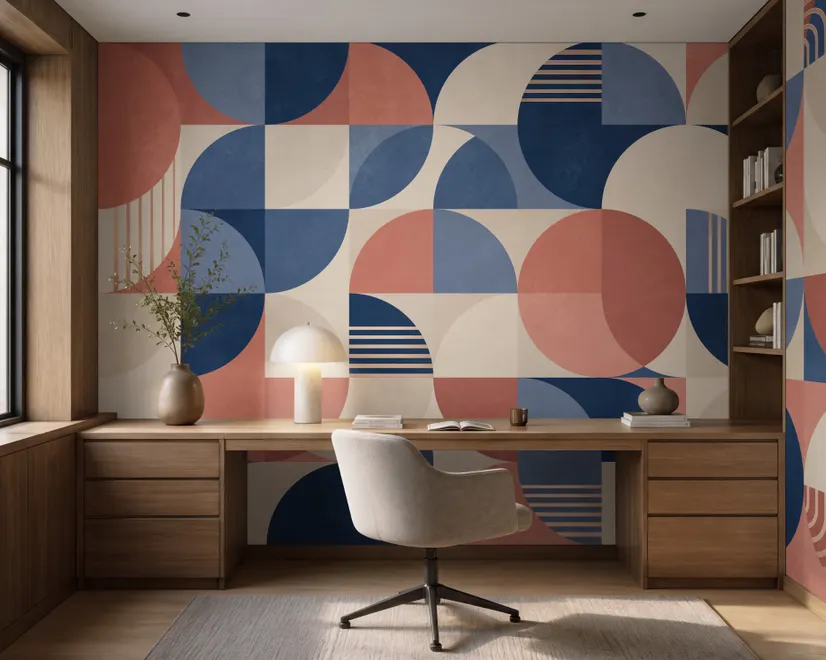Retro Abstract Geometric Shapes Wallpaper Mural