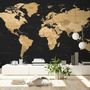 Black Political World Map Wallpaper Mural