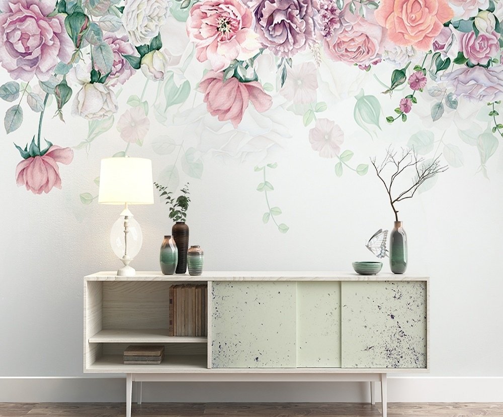 Vintage Peony Flowers Wallpaper Mural - Peel and Stick