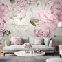 Nursery Watercolor Pink Peony Floral Blossom Wallpaper Mural