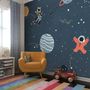 Nursery Space with Colorful Planets and Little Stars Wallpaper Mural