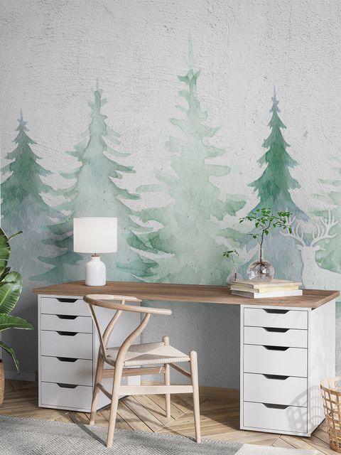 Watercolor Soft Palm Trees Wallpaper Mural