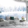 Watercolor Winter Landscape and Lake Wallpaper Mural