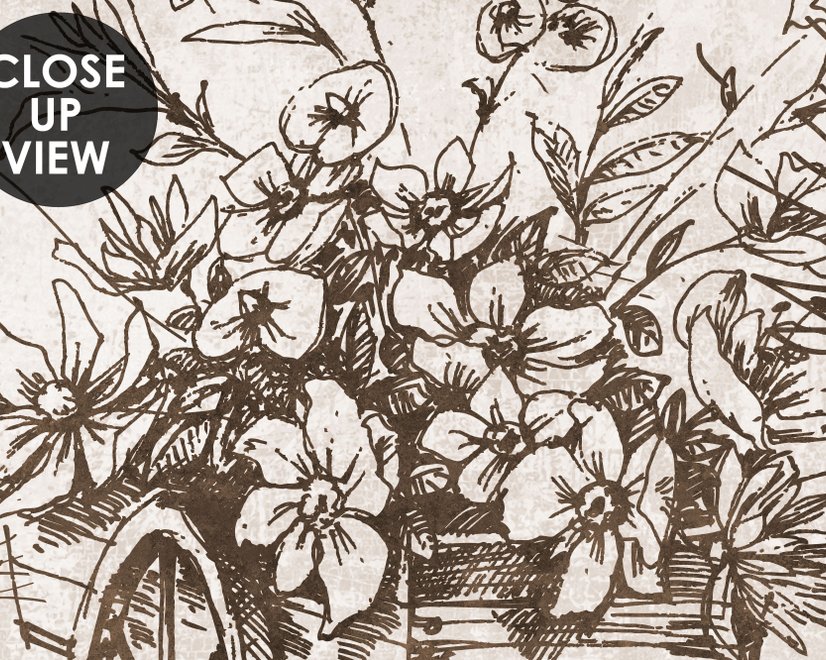 Vintage Monochrome Jouy Style Landscape Wallpaper Mural