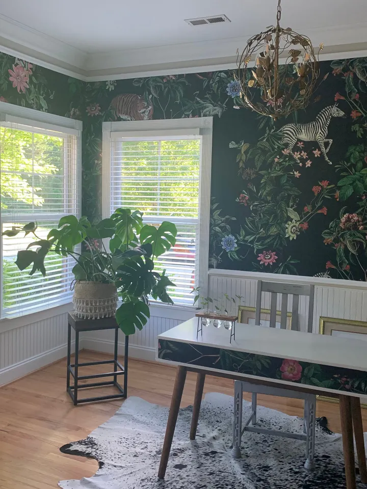 Dark Botanical Plants with Animals Wallpaper Mural