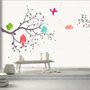 Papier peint panoramique arbre cartoon oiseaux colorés chantants enfants