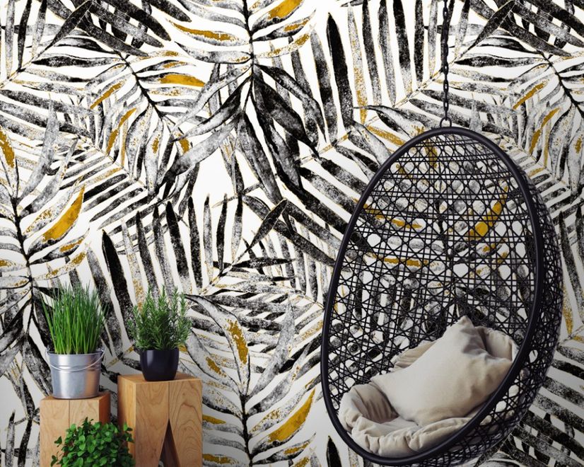 Watercolor Palm Leaf Pattern Wallpaper Mural