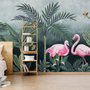 Pink Flamingo mit Vintage-Wald Fototapete